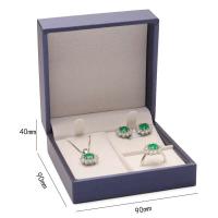 Caja de conjunto de joyería de tres piezas con solapa en ángulo recto de PU de cuero cepillado - details 1