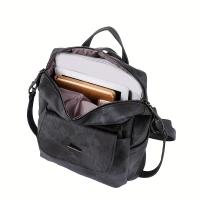 Mochila de gran capacidad de Color sólido, cuero PU texturizado, mochila de regreso a la escuela, bolsa de viaje de moda - details 3