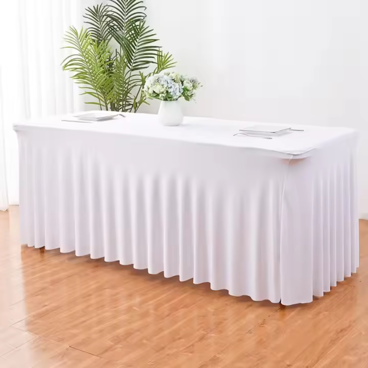 Suministros para fiestas, mantel elástico de Color sólido, falda de mesa gruesa lavable, cubierta de mesa suave brillante para boda - 1