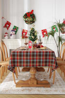 Mantel de Mesa de Cuadros de Navidad Tejido de Poliéster y Algodón en Rojo y Verde para Hogar y Fiestas - details 5