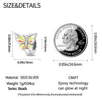 Colgante Charm Bead Plata de Ley 925 Noctilucence Mariposa Hebilla de Seguridad Cuentas Pulsera Original para Fabricación de Joyas Regalo del Día de San Valentín - details 4