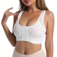 Sujetador Deportivo Sólido, Sujetador Íntimo Transpirable Sin Cables Con Cierre Frontal Push Up, Lencería Y Ropa Interior Para mujer - details 2