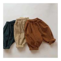 Ropa para niños otoño nuevo estilo bebé pana gruesa cintura elástica versión coreana pantalones de zanahoria de color sólido - details 5