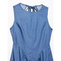 BUNO-vestido Midi plisado azul vaquero a la moda con lazo y espalda descubierta para mujer, vestido Vintage sin mangas con cuello redondo, vestidos elegantes para mujer - details 8