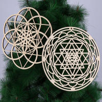 Posavasos hechos a mano, decoración de pared del hogar, flor de la vida cortada con láser, estera de energía, letrero de pared de madera, rebanada, Base de madera, forma de flor de la vida - details 3