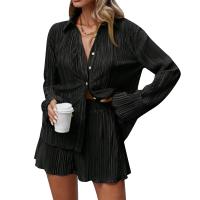 Conjunto de Pantalones Cortos Sueltos Informales para Mujer Traje Elegante de Dos Piezas Color Liso - details 21