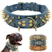 Collar de cuero con tachuelas y pinchos para Perro, Collar de Bulldog Pitbull, medianos y grandes para perros bóxer, Pastor Alemán - details 4