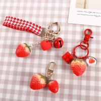 Joyería roja de fruta para mujer, dijes para llave de coche, regalo para amigo, llavero de corazón de fresa, colgante para mochila, Accesorios para llaveros - details 7