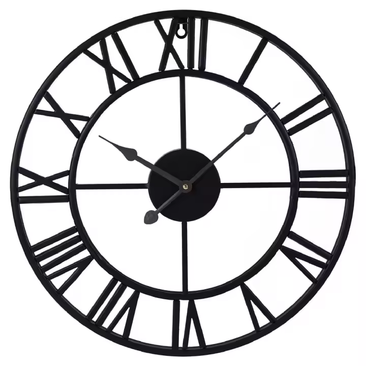 Reloj de pared Vintage grande, reloj de pared de Metal silencioso con números romanos - 1