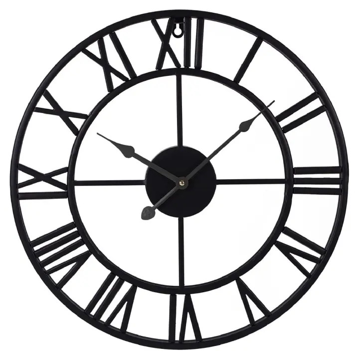 Reloj de pared Vintage grande, reloj de pared de Metal silencioso con números romanos - 1