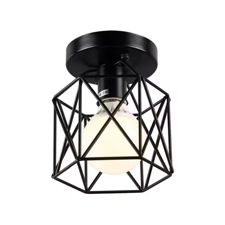 Lámpara de Techo Goeco Semiempotrada para Cocina Pasillo Material de Hierro Iluminación Vintage Estilo Tradicional Fuente de Luz de Bombillas Incandescentes Montaje en Techo - 1