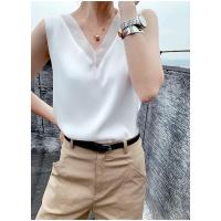 Blusa de seda satinada para mujer, camisa de estilo elegante para oficina, gasa sic, color negro, - details 3