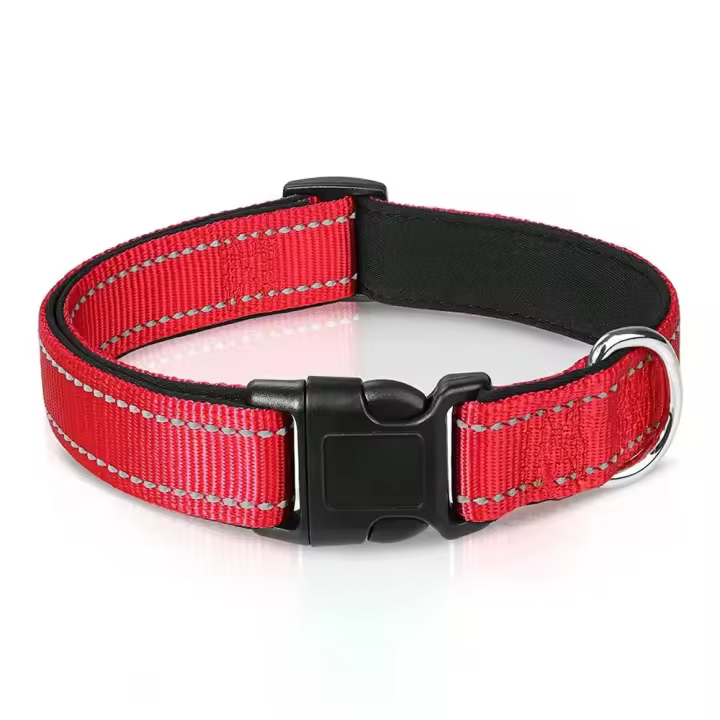 Collar reflectante para perro, suave, acolchado, transpirable, rayas de seguridad, ajustable, lindo cachorro, Collar para mascota para perro pequeño, mediano y grande - 1