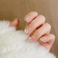 24pcs Uñas De Ballet Cortas Brillantes Con Diseño De Estrellas Doradas Press on Nails Para Mujeres Y Niñas Uñas Falsas Para Uso Diario - details 3