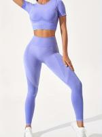 Conjunto Deportivo De 2 Piezas, Top De Yoga De Manga Corta Y polaina De Entrenamiento Para Correr De Cintura Alta, Ropa - details 17