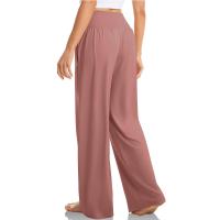 Pantalones De Algodón Y Lino Para Mujer Estilo Casual Cintura Baja De Temporada Todo El Año Pantalones Rectos Caídos De Pierna Ancha Color Sólido De Media Altura - details 17