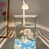 Pecera decorativa de paisaje acrílico de alta transparencia, inastillable con tapa, pecera de pez dorado, luz LED, pecera Betta - details 10