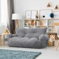 Sillon Puff con relleno incluido, sofás de dos plazas con asas portátiles, sillas de salón ergonómicas, puf interior para sala de estar, dormitorio, sala de juegos, beige - details 11