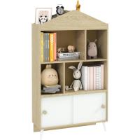 Estante de Madera para Niños 4 Compartimentos Diseño Abierto y Cajón Ideal para Habitación y Sala de Juegos Blanco y Natural - details 0