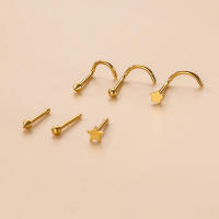 Juego de Piercing de acero inoxidable para nariz, 2 piezas, 20G, Luna, corazón, mariposa, cristal, tornillo en forma de L, joyería para Piercing de nariz - details 4