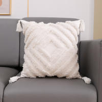 ANUMEI-funda de cojín bohemia de 45x45cm, 30x50cm, Beige, decorativa, cuadrada, de macramé - details 7