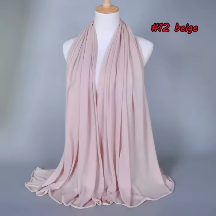 Hijab de algodón liso para mujer, chal largo y elástico, bufanda de red para el cuello, Sjaal musulmán, 35 colores, 180x80Cm - 1
