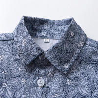 Traje de verano para niños, chaleco, camisa Floral de manga corta, pantalones cortos con tirantes, conjunto de tres piezas, traje Pastoral de moda - details 10