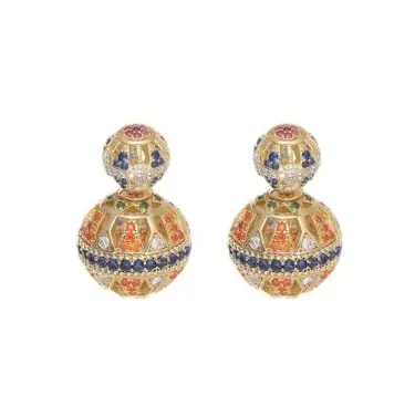Doble cara ajardinado frente y atrás bola bola pendientes s925 estilo retro tendencia temperamento color auriculares par - 1