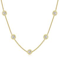 Collar de Moissanita de 5 Piedras Certificado GRA Gargantilla de Burbujas de Oro Plateado 18K - details 1