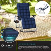 Plegable y Resistente |   Silla de Jardín, Capacidad de 200 kg, Acolchado Ergonómico Extra Ancho, Respaldo Ajustable, Almohada para el Cuello y Portavasos Beige - details 8