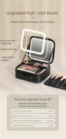 Estuche de maquillaje portátil elegante con espejo LED, organizador de PU ajustable, sin forro y apto para viajes - details 2