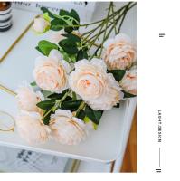 Ramo de flores artificiales de peonía de 3 cabezas, estilo europeo, decoración del hogar, jardín, sala de estar, suministros de fiesta de boda, flores falsas - details 9