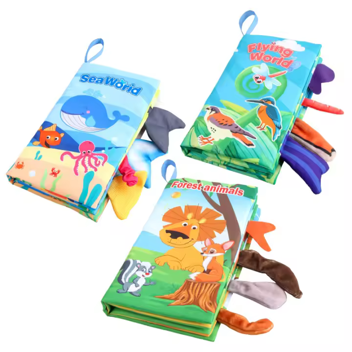 Libro de Pañales para Bebés Nuevo Juguetes Educativos de Dibujos Animados con Colas de Animales para Niños de 12 a 72 Meses Entrenamiento Visual y Auditivo Reconocimiento de Colores Material de Tela - 1