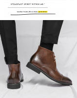 Nuevas botas cortas con cordones, botines derby de punta, informales de negocios, zapatos de cuero de color sólido británico. - details 1