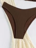 Conjunto de Bikini de 4 Piezas con Cuello Halter en Forma de V: Traje de Baño Elegante para Mujer con Triángulo de Corte Alto y Camisa de Manga Larga Accesorio de Moda - details 4