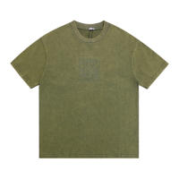 LOEVE Nueva camiseta de manga corta de verano bordada y fieltrada para hombres, camisa informal de algodón puro de moda, top lavado y desgastado para parejas - details 0