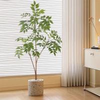 Ramas de higuera artificiales de 76-140cm, árboles de banyan de plástico lacado falso, hojas de palma altas verdes para decoración del jardín del hogar - details 5