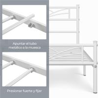 Cama Individual con Espacio Bajo Marco Metal Altura 32 cm Cama Individual con Cabecera para Colchón de 90 x 190 cm Blanco - details 16