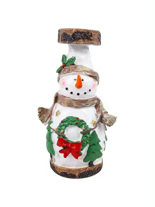 Candelabro navideño de anciano, muñeco de nieve, decoración de escritorio para sala de estar, regalo, artesanías de resina, nuevo - 1