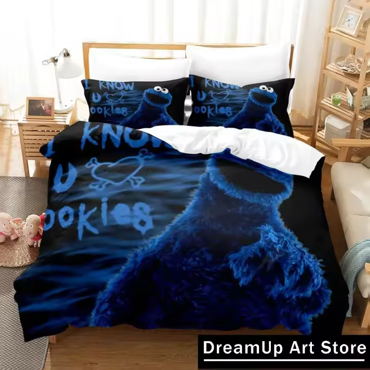Conjunto de Cama de Monstruo de Dibujos Animados en 3D Tamaño Cama de Rey, Sra. y Dbl - 1
