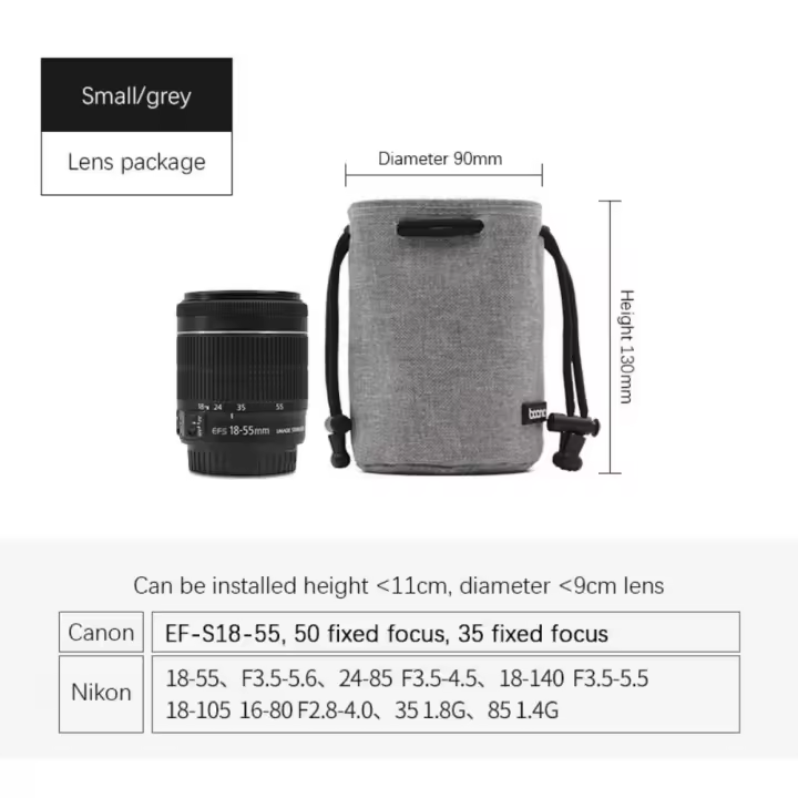 Bolsa de almacenamiento para cámara con correa ajustable, bolsa interior, funda protectora para lentes a prueba de polvo, forro de terciopelo impermeable, bolsa protectora para fotografía - 1