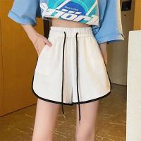 Novedad de verano, pantalones cortos de pierna ancha holgados e informales adelgazantes, cintura elástica de cintura alta de ajuste cómodo y versátil para mujer - details 3