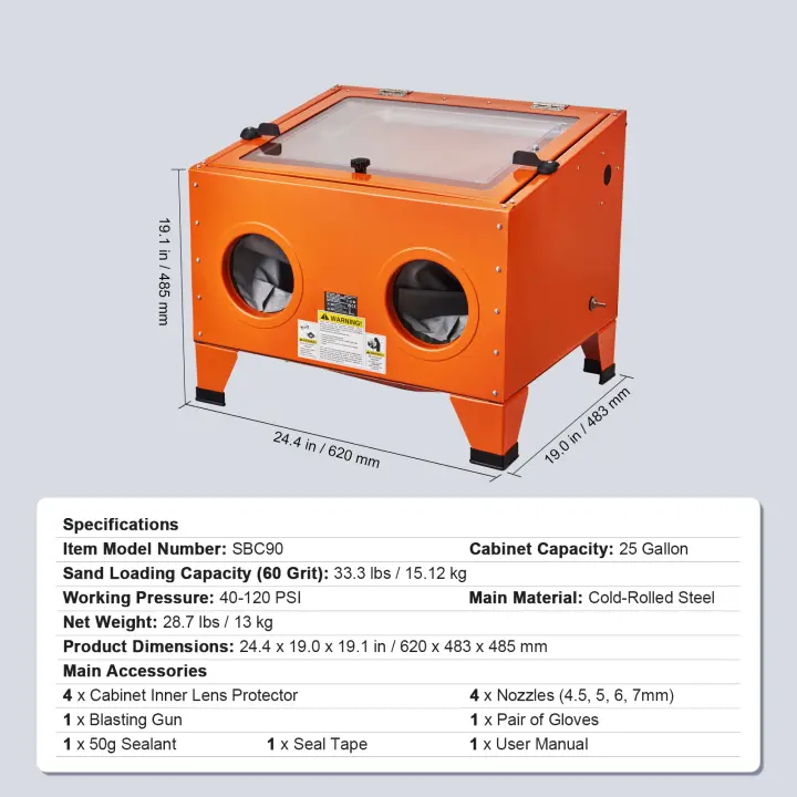 SucceBuy Gabinete de chorro de arena, gabinete de chorro de arena portátil de 40-120 PSI, chorro de arena de acero resistente con pistola de chorro y 4 boquillas de cerámica para eliminar pintura, manchas y óxido - 1