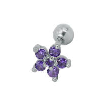 Pendiente de tuerca con forma de flor clásica para mujer, piercing para oreja, parte superior, labret, joyería para el cuerpo, 1,2x6mm, color plateado, 2 uds. - details 8