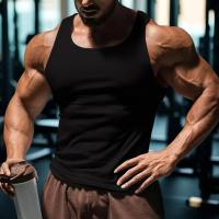 Un chaleco informal y transpirable de color liso para el entrenamiento físico de verano de los hombres en Europa y Estados Unidos en 2025. - details 7