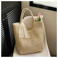Bolso de hombro tejido hecho a mano Vintage para playa para mujer, bolsas de compras de rafia y ratán, bolsos bohemios para mujer, bolsos informales para viajes y vacaciones de verano - details 13
