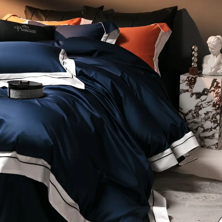 Juegos de cama de algodón egipcio antibacteriano 5A, Color sólido, ligeros, de lujo, 100% algodón, con fundas de almohada para cama King Size, novedad de 2025 - 1