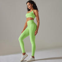 Conjunto de Yoga Sin Costuras para Mujeres Chaleco de Entrenamiento, Pantalones, Sujetador, Shorts de Gimnasio, Leggings de Correr de Cintura Alta Conjuntos Deportivos - details 19