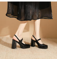 Zapatos Mary Jane de charol con punta cuadrada y tacón en bloque estilo hada = - details 14