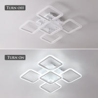 Goeco-Lámpara de Techo Moderna 70W, Plafón Blanca Creativa de Techo para Sala de estar, Lámpara Rectangular de 5 Luces, Iluminación Interior de 6000K Luz Blanca Fría para Dormitorio, Salón, Oficina, Comedor, 220V, Blanco - details 2